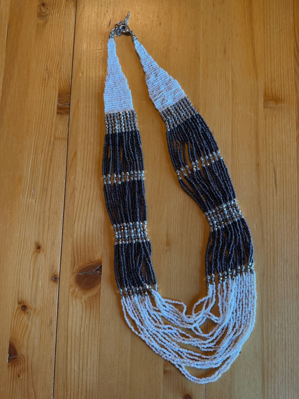 Chloe + Isabel Black and White Multi-Strand Bead Necklace